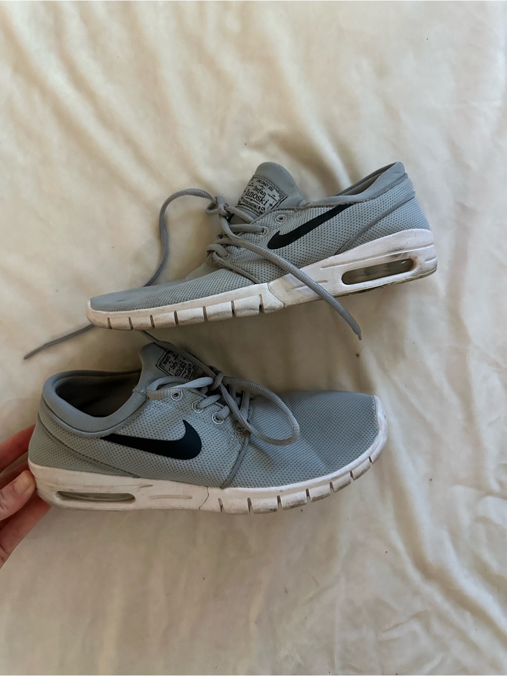 Nike Gray/blue Mesh Sneakers with Black Swoosh
